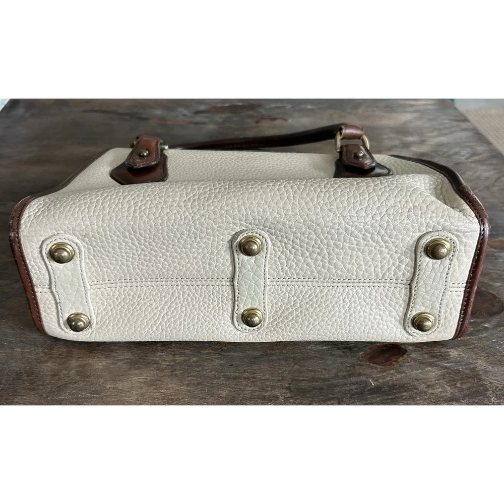 Dooney & Bourke Rare Vintage AWL Satchel Handbag in Bone &‎ Burnt Cedar